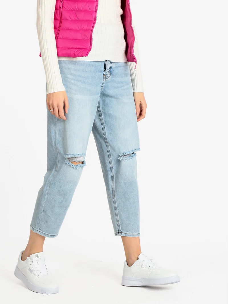 Jeans donna modello boyfriend con tasche ricamate - jeans