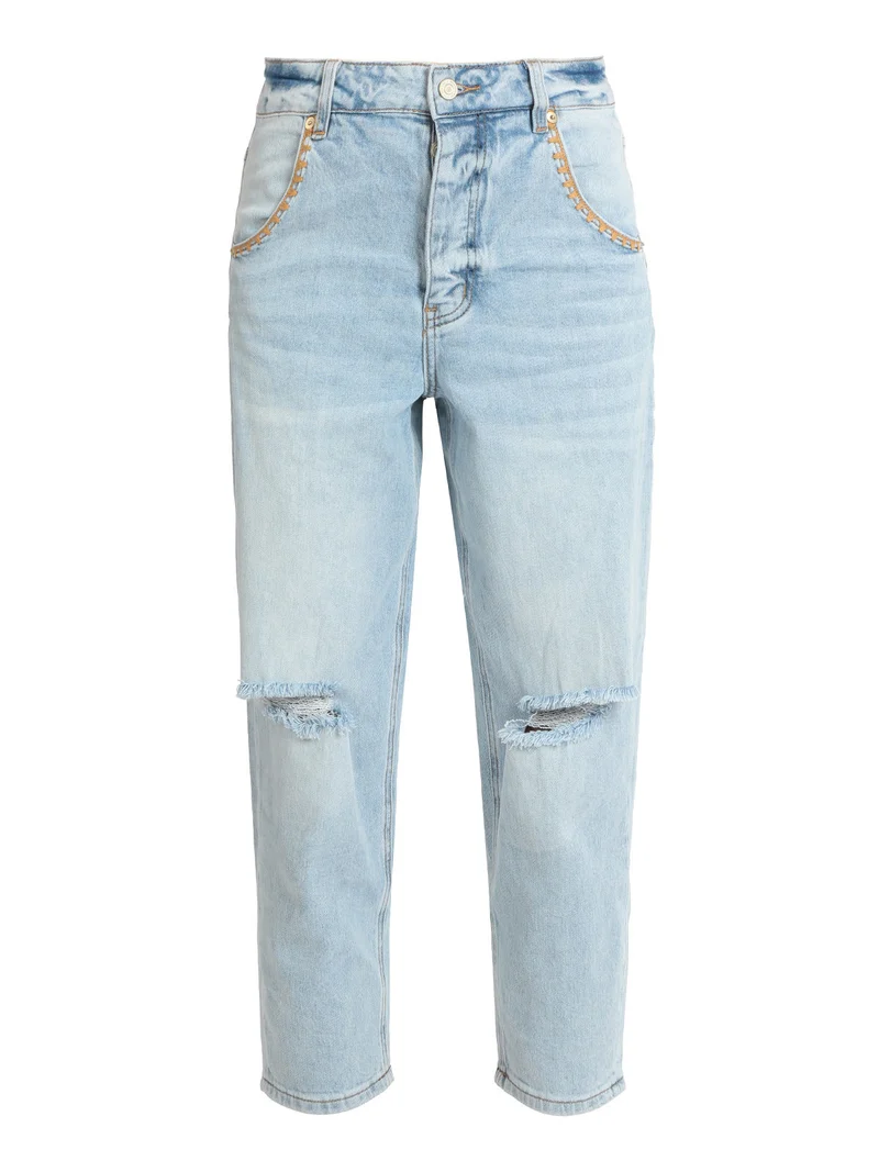 Jeans donna modello boyfriend con tasche ricamate - jeans