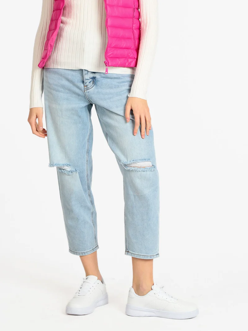Jeans donna modello boyfriend con tasche ricamate - jeans