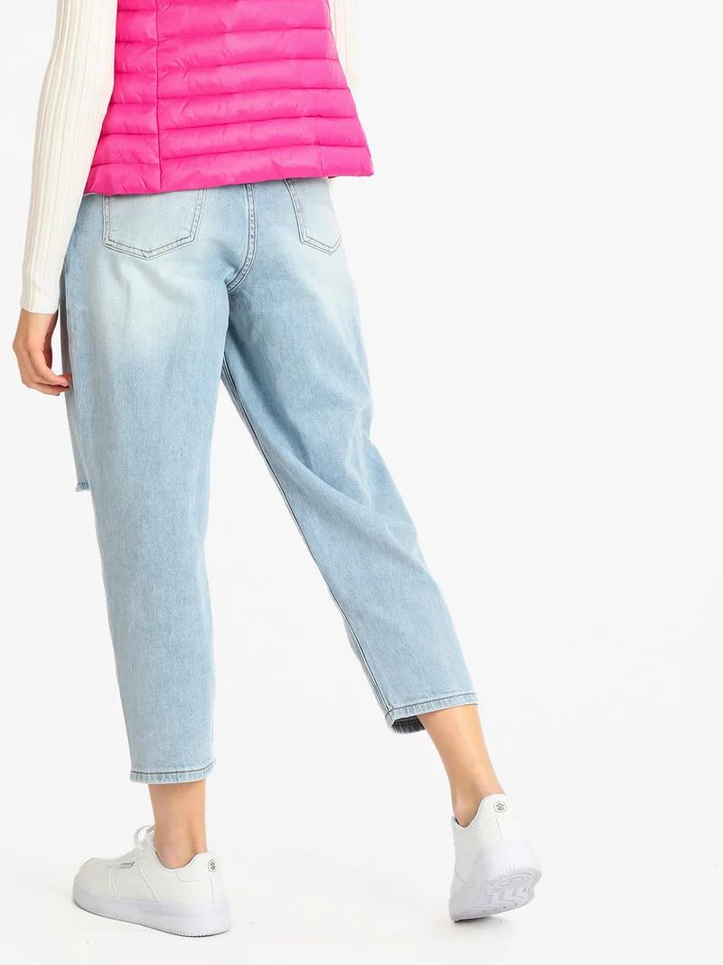 Jeans donna modello boyfriend con tasche ricamate - jeans