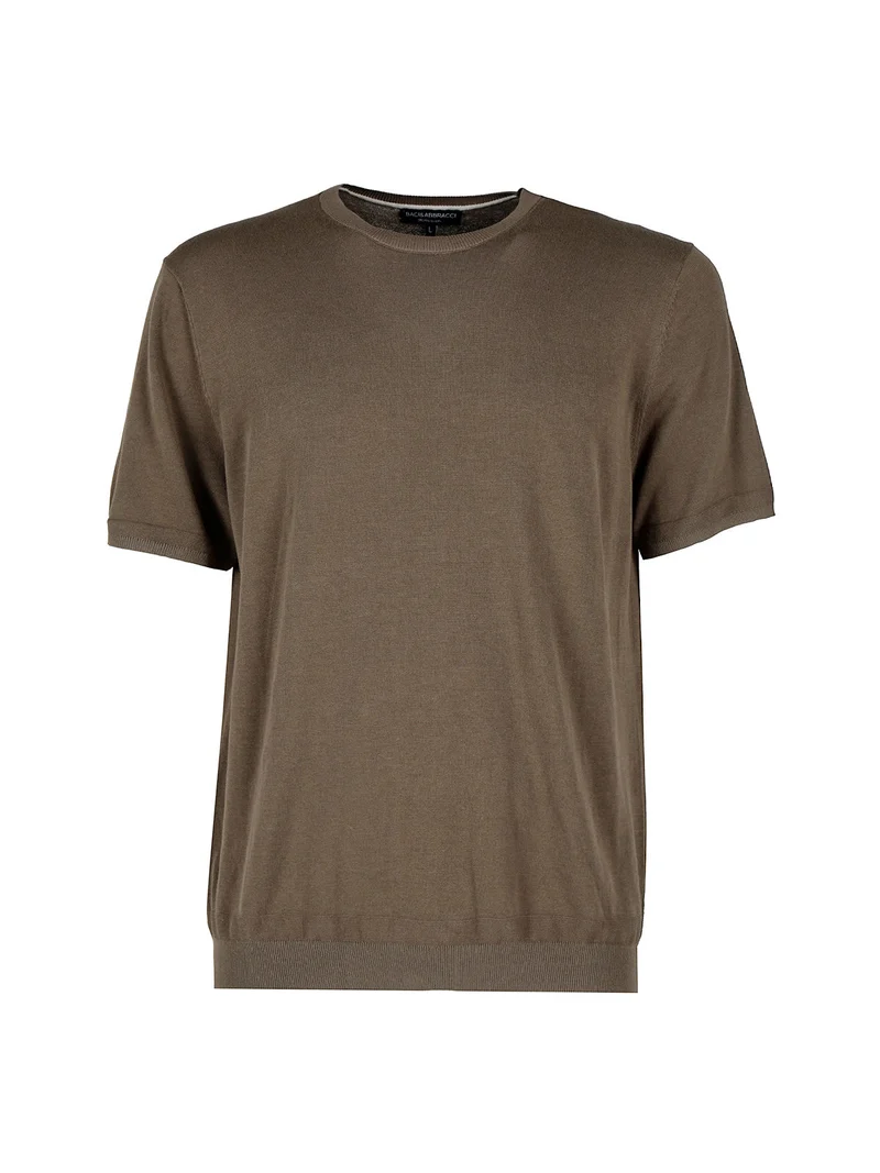 T-shirt girocollo da uomo in maglia - militare