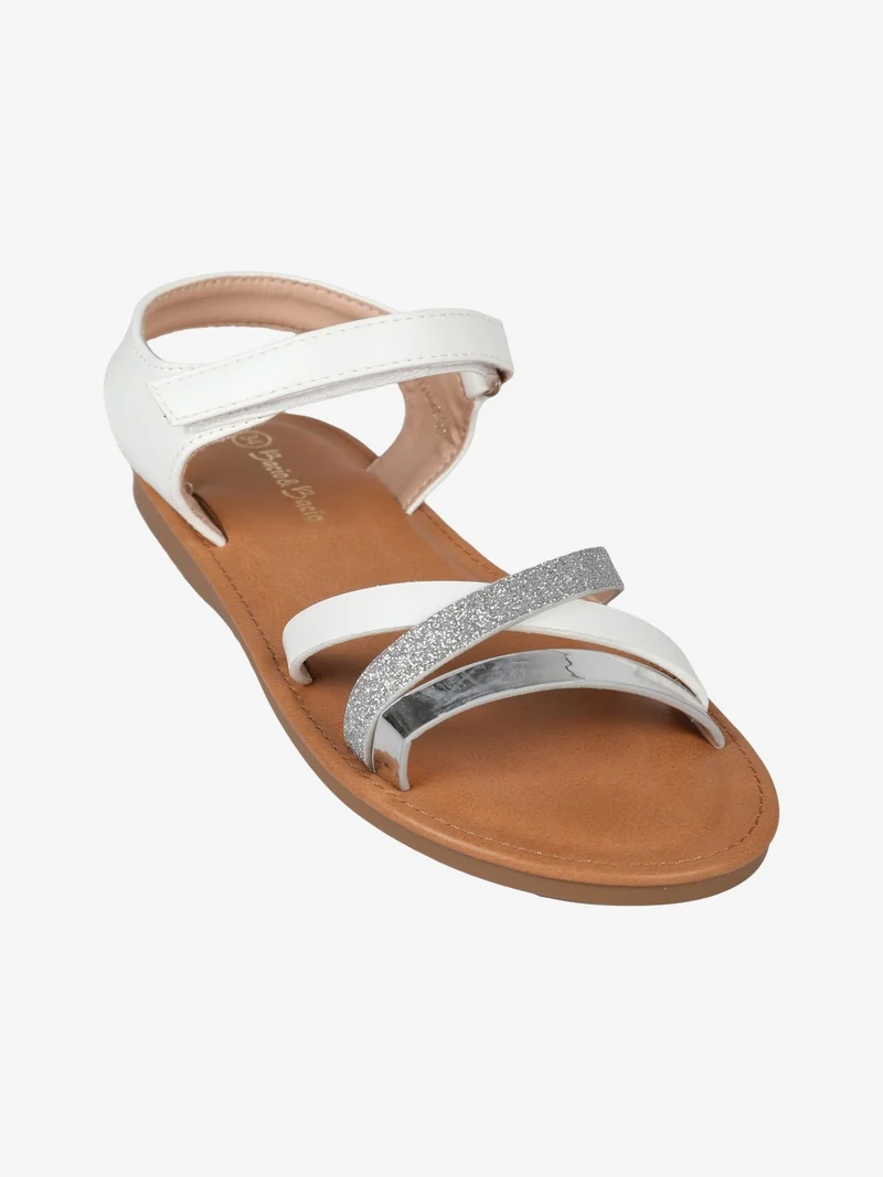 Sandali da ragazza glitter con cinturino a strappo - bianco
