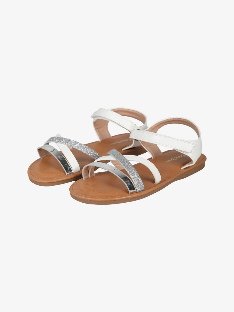 Sandali da ragazza glitter con cinturino a strappo - bianco