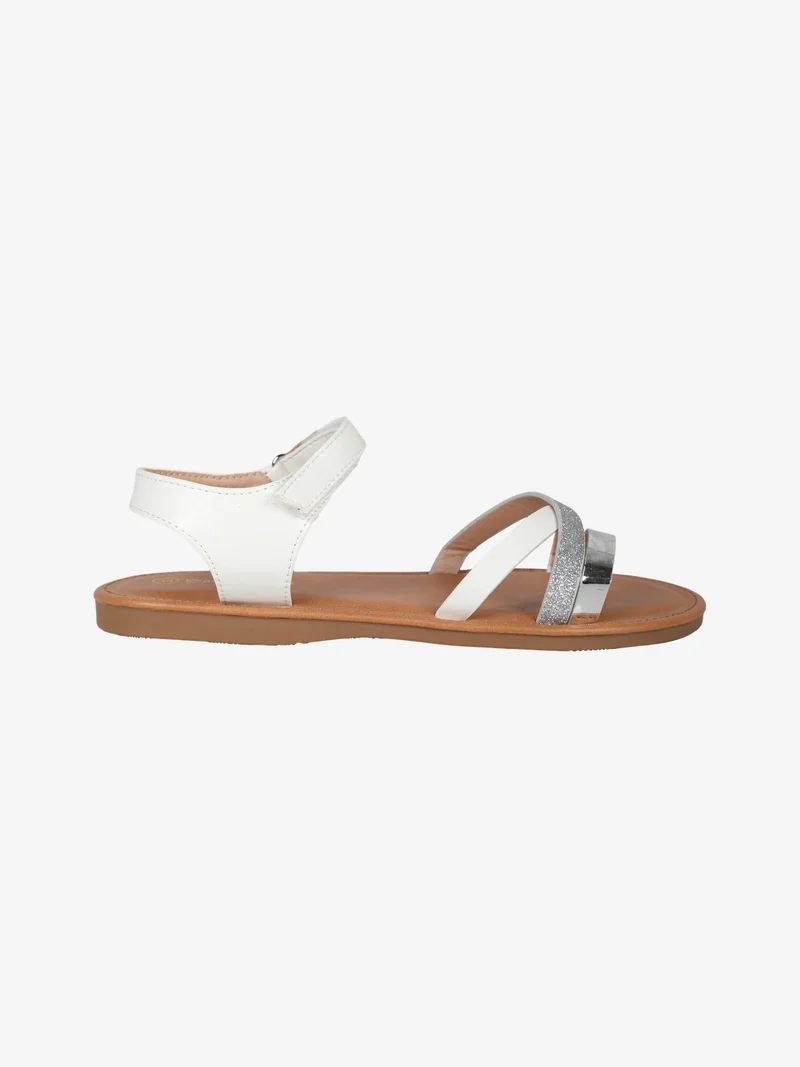 Sandali da ragazza glitter con cinturino a strappo - bianco