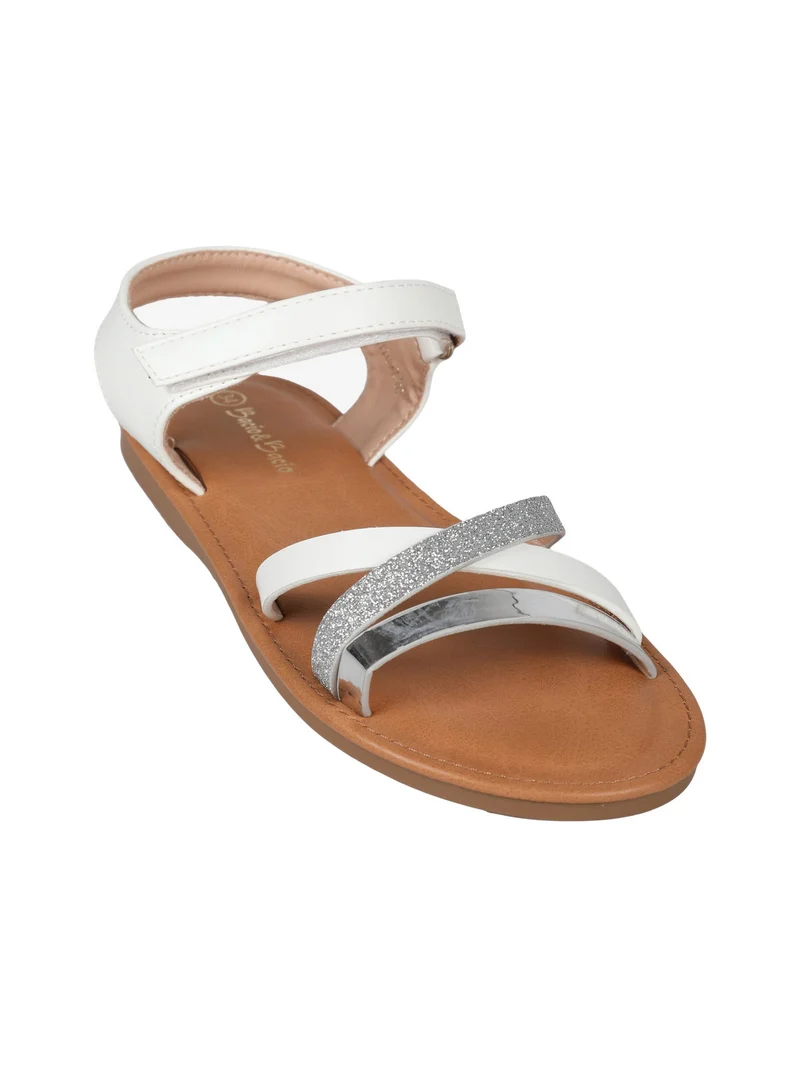 Sandali da ragazza glitter con cinturino a strappo - bianco