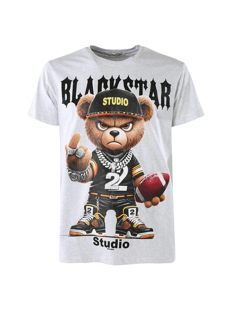T-shirt da uomo in cotone con stampa - grigio chiaro
