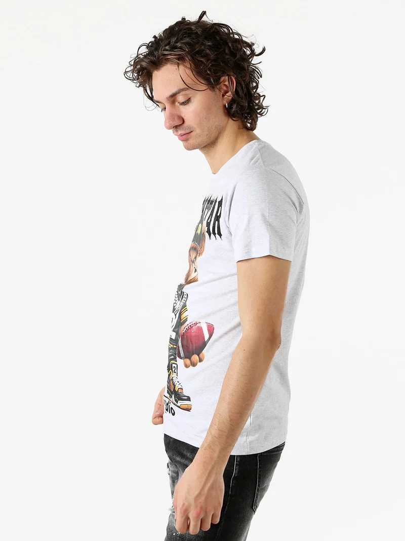 T-shirt da uomo in cotone con stampa - grigio chiaro