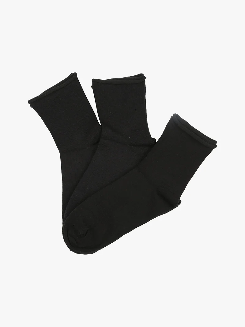 Confezione da 3 paia di calze corte donna in caldo cotone - nero