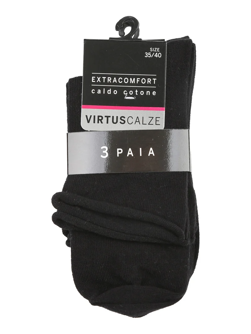 Confezione da 3 paia di calze corte donna in caldo cotone - nero