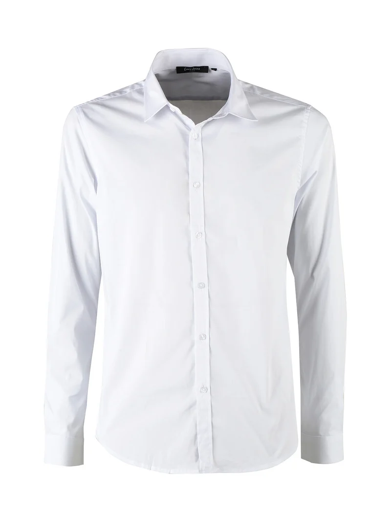 Camicia da uomo slim fit a maniche lunghe - bianco
