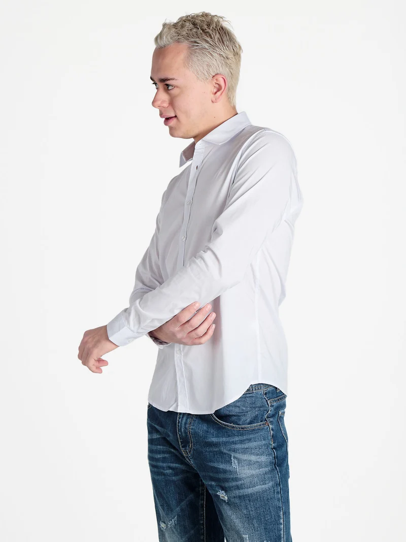 Camicia da uomo slim fit a maniche lunghe - bianco