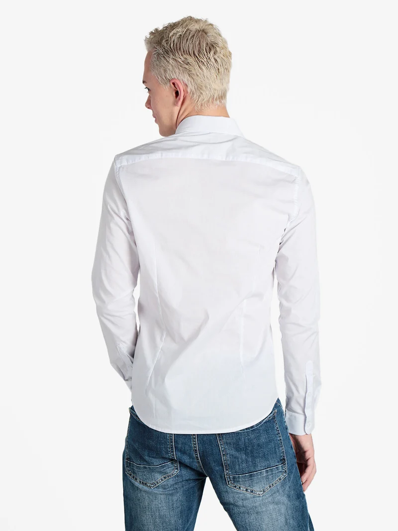 Camicia da uomo slim fit a maniche lunghe - bianco