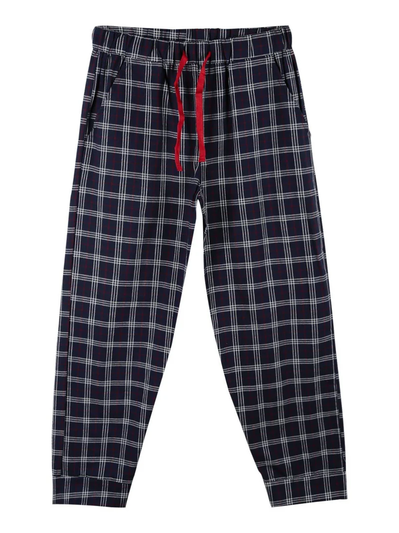 Pigiama lungo bambino con pantaloni a quadri - rosso