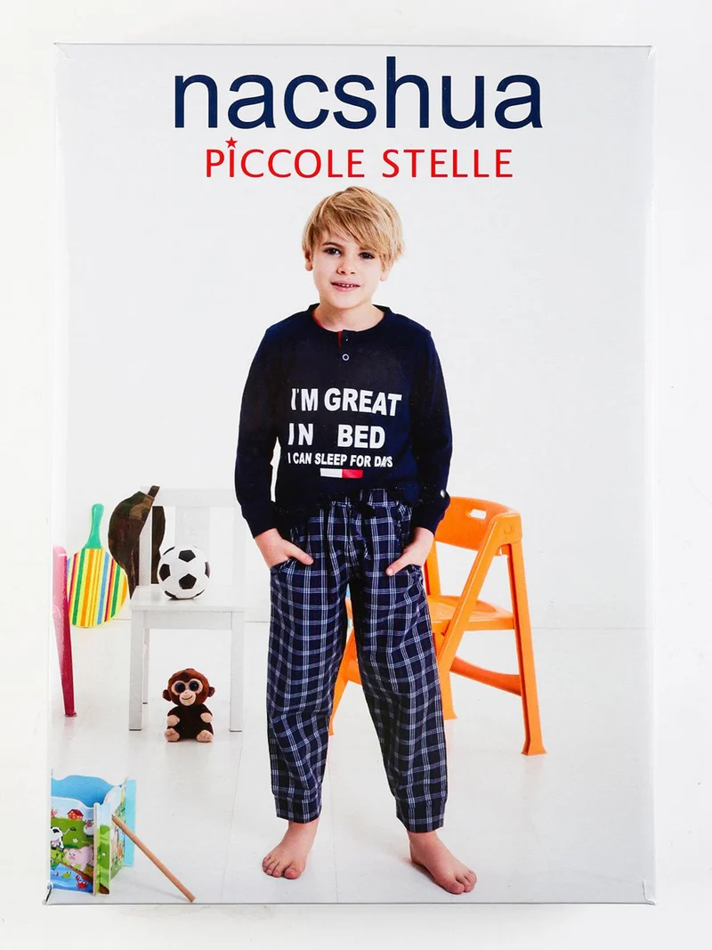 Pigiama lungo bambino con pantaloni a quadri - rosso