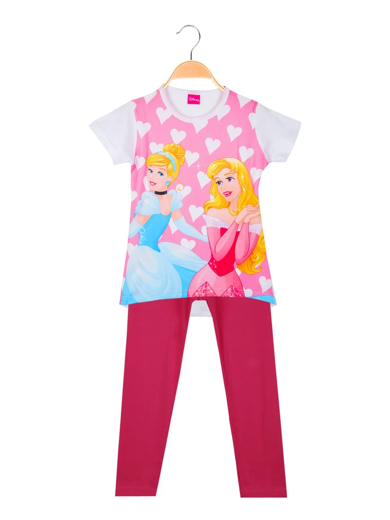 Completo corto da bambina con leggings - bianco