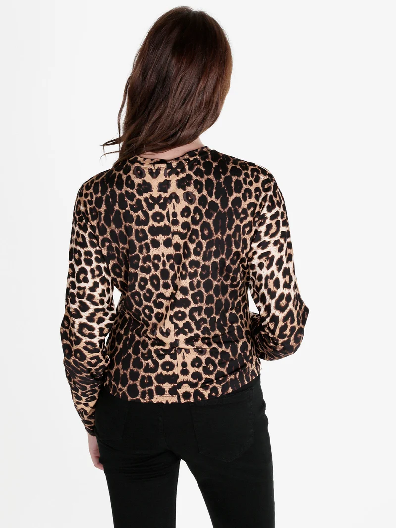 Maglia donna maculata con nodo - caffè