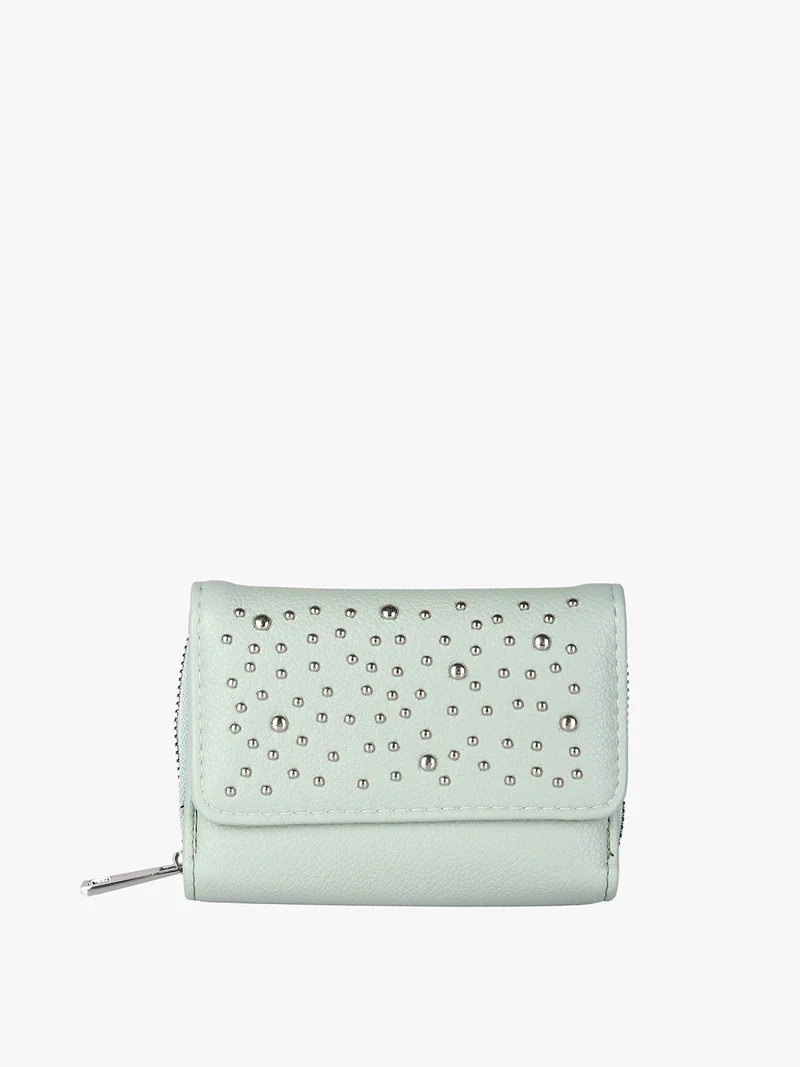 Portafoglio mini da donna con borchie - verde