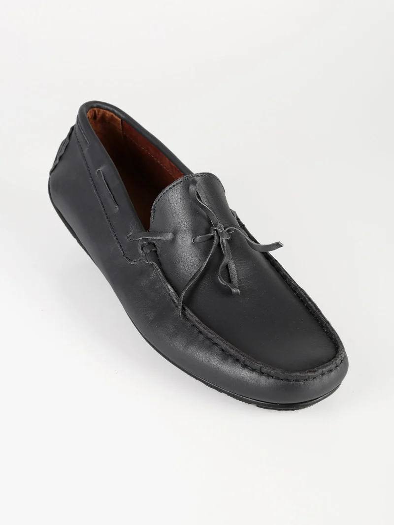 Mocassini in pelle da uomo - grigio scuro