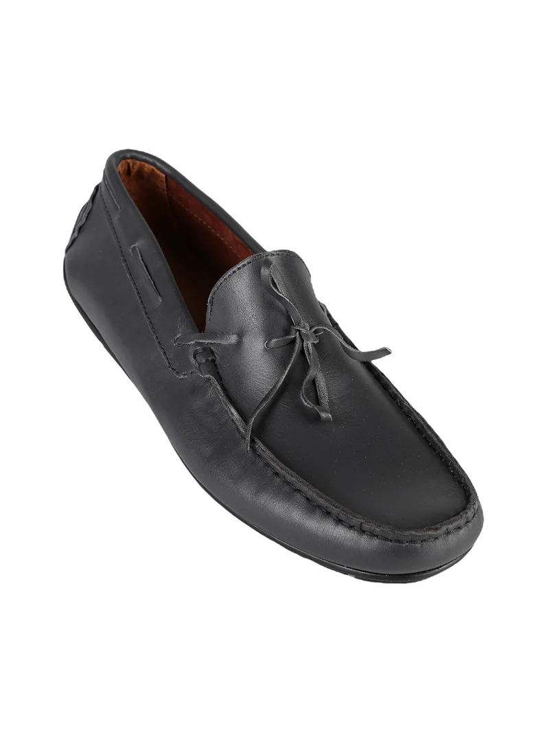 Mocassini in pelle da uomo - grigio scuro