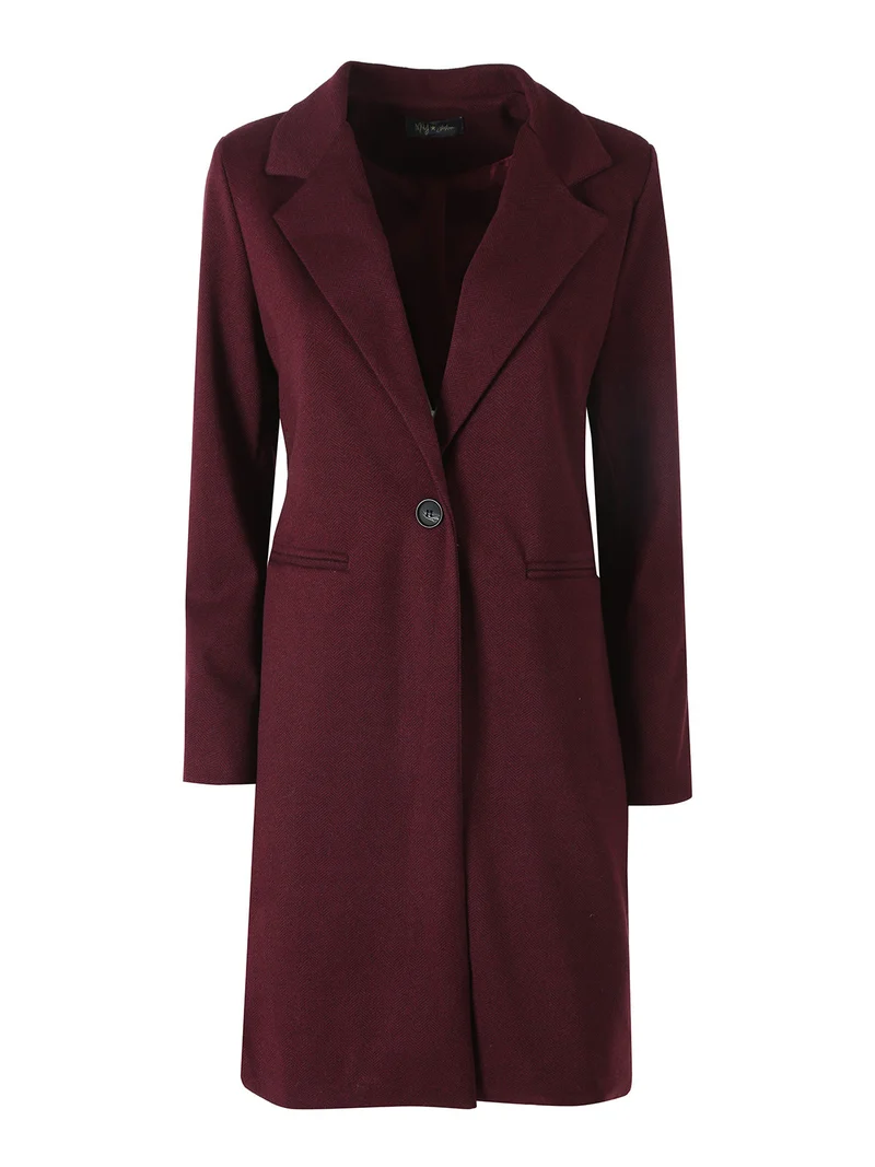Cappotto donna spigato in simil lana - bordeaux
