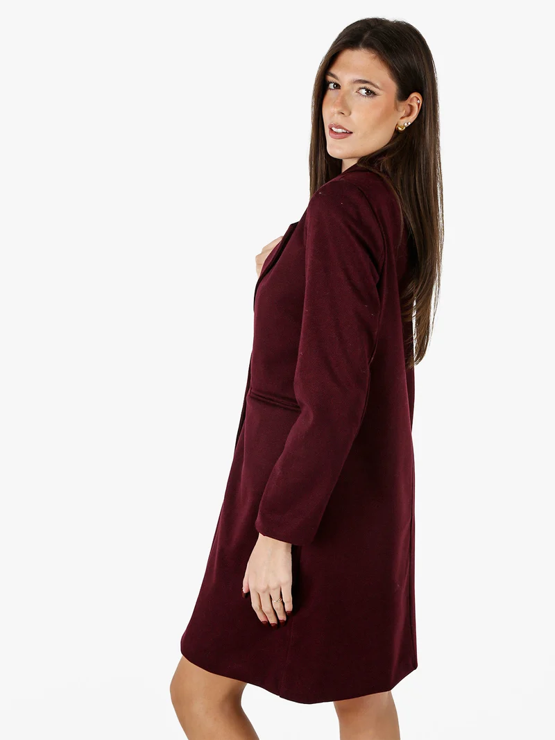 Cappotto donna spigato in simil lana - bordeaux