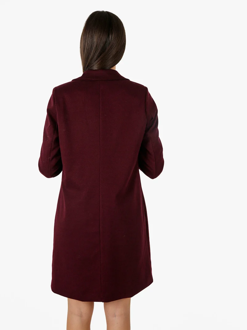 Cappotto donna spigato in simil lana - bordeaux
