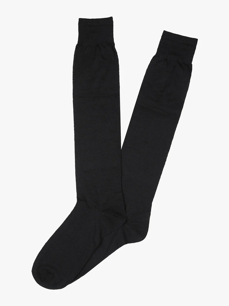 Calze lunghe da uomo in misto lino - nero