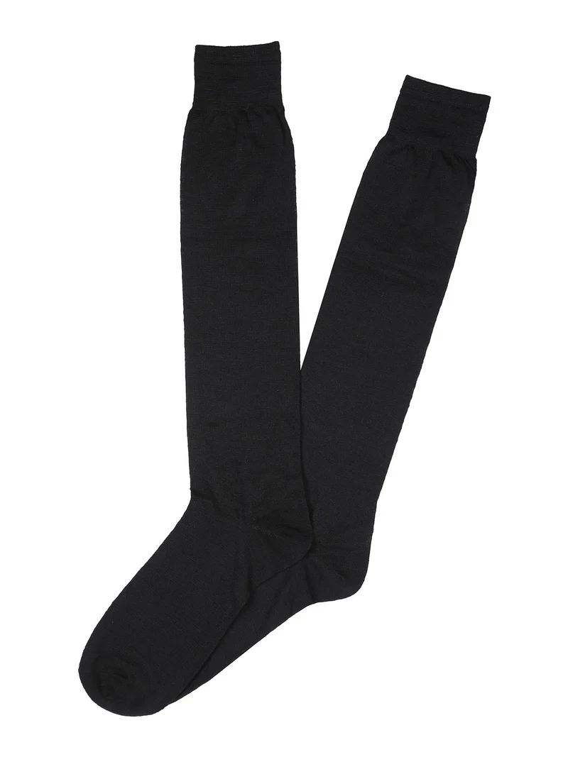 Calze lunghe da uomo in misto lino - nero