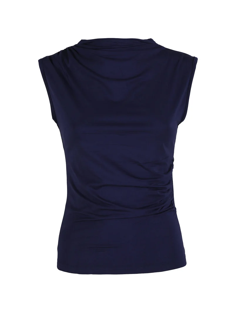 Top donna accollato - blu scuro