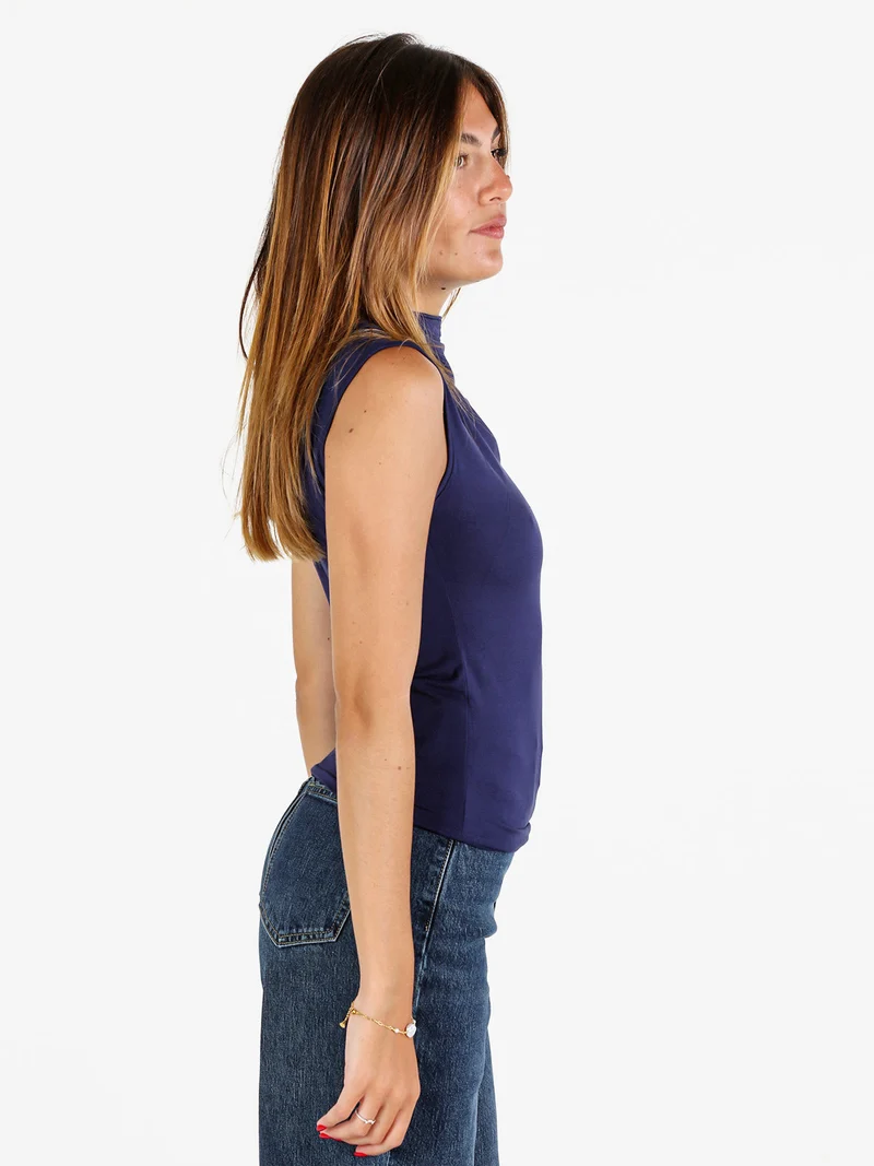 Top donna accollato - blu scuro