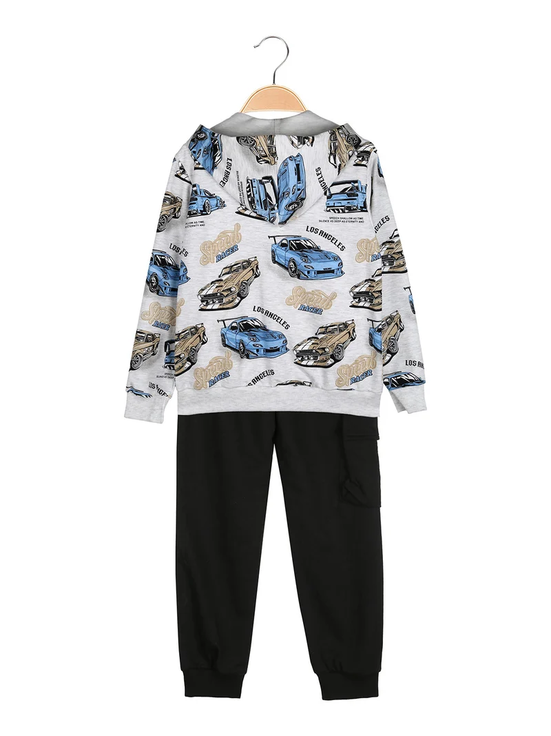 Completo tuta 3 pezzi da bambino con cappuccio e zip - grigio chiaro
