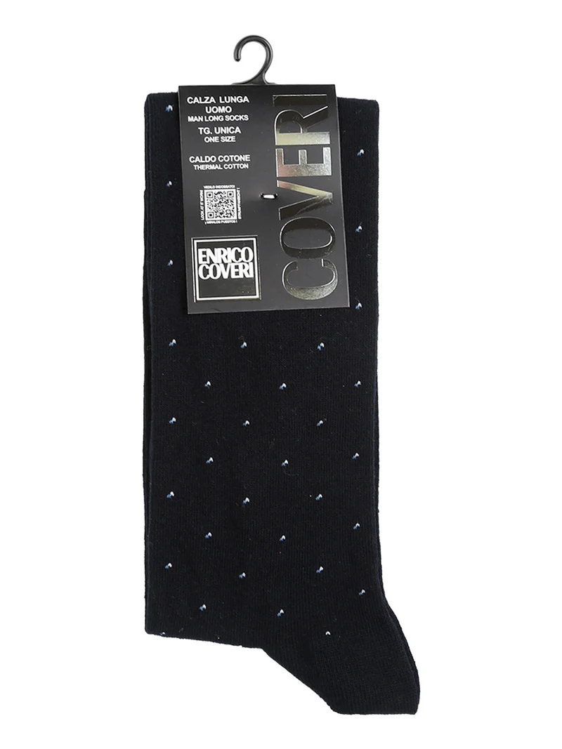 Calze lunghe da uomo in caldo cotone - blu scuro
