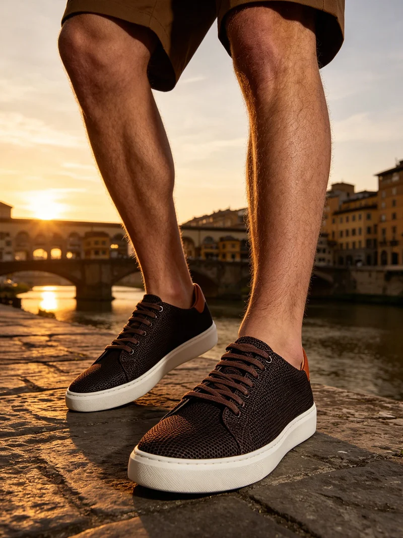 Sneakers basse da uomo stringate - moro