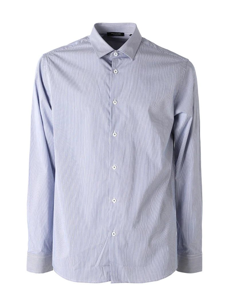 Camicia da uomo rigata a maniche lunghe - blu
