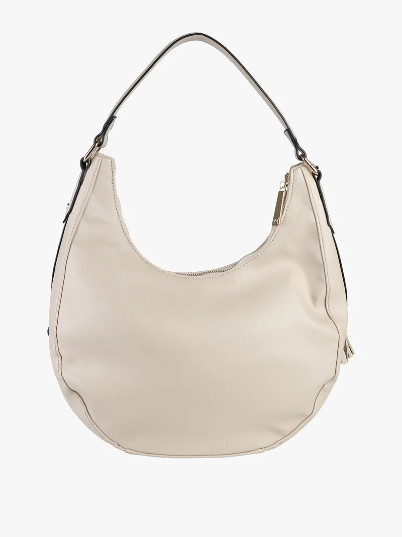 Borsa donna hobo con trama a rombi - naturale