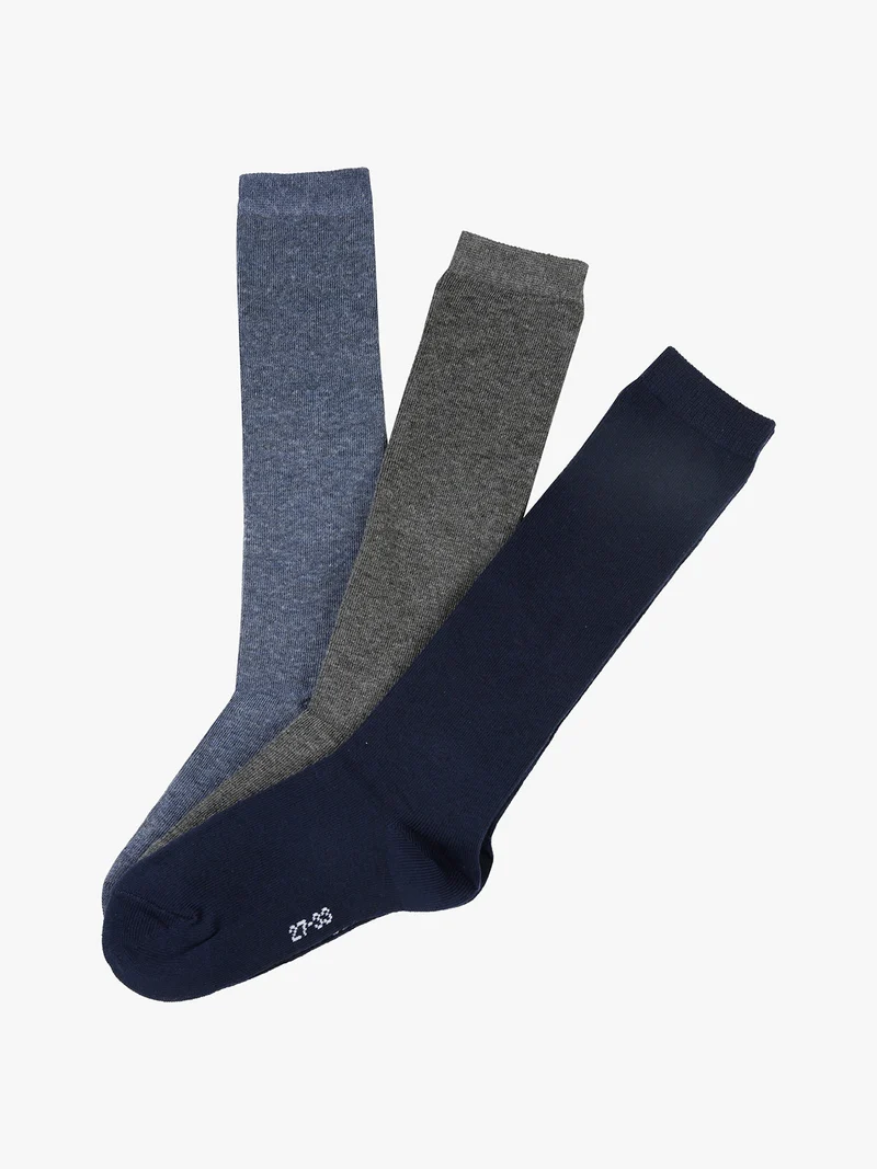 Confezione da 3 paia di calze lunghe da bambino in caldo cotone - blu scuro