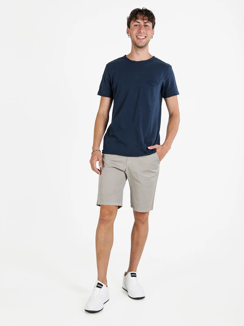 T-shirt uomo in cotone con taschino - blu scuro