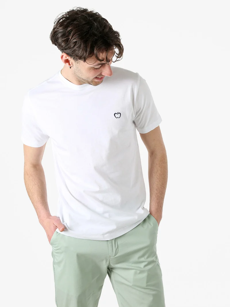 T-shirt girocollo in cotone da uomo con logo - bianco
