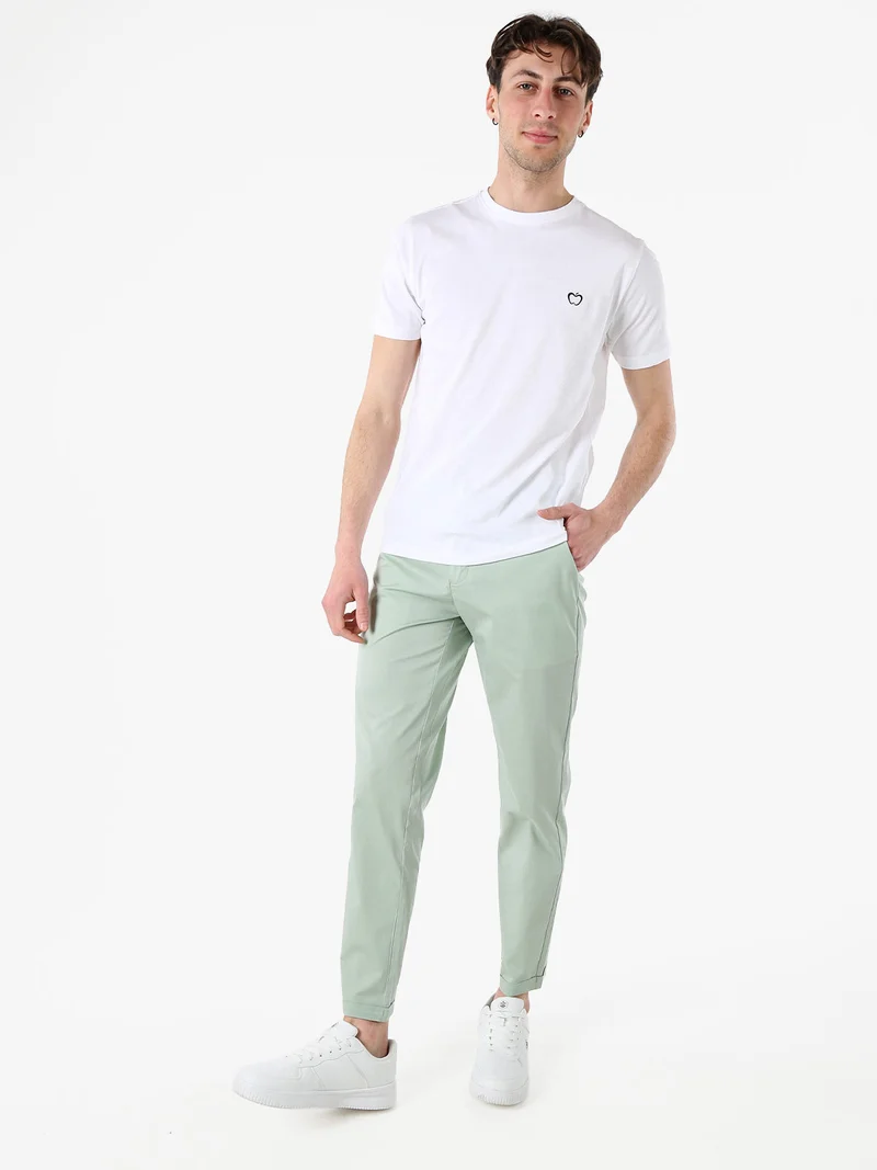 T-shirt girocollo in cotone da uomo con logo - bianco