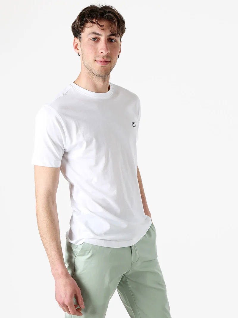 T-shirt girocollo in cotone da uomo con logo - bianco
