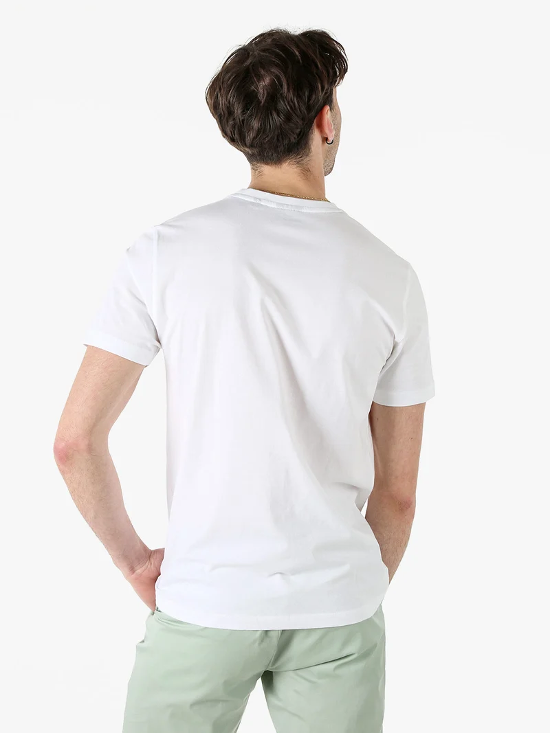 T-shirt girocollo in cotone da uomo con logo - bianco