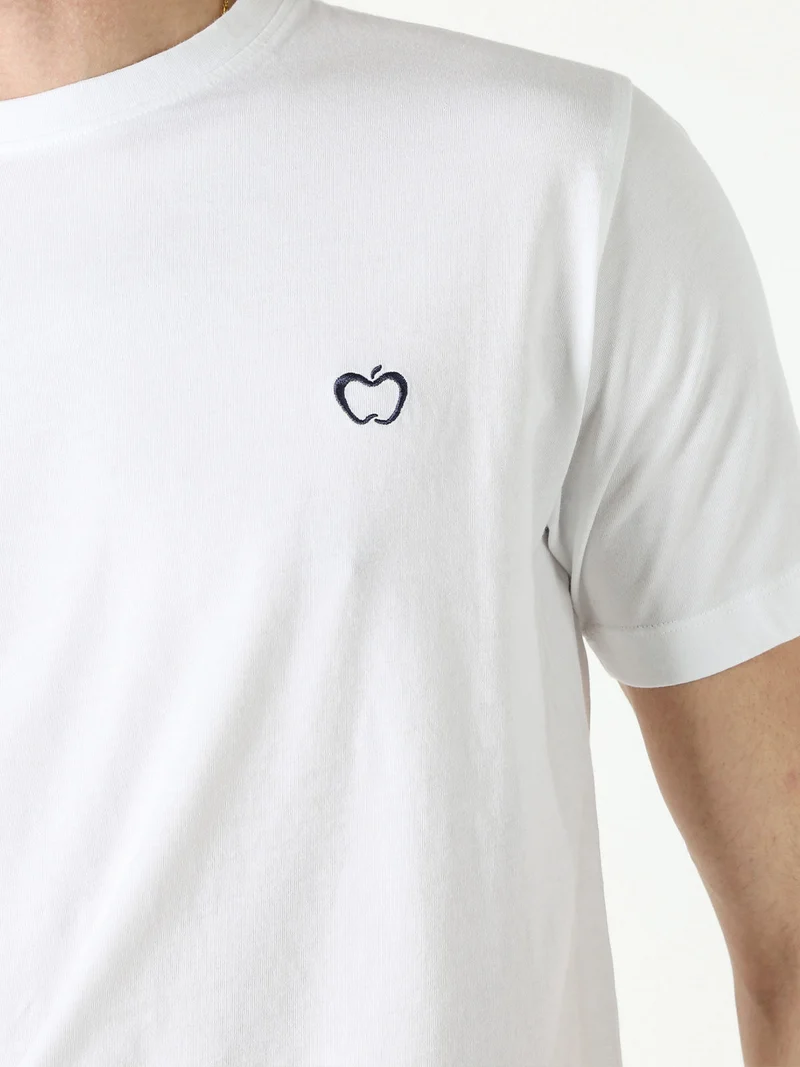 T-shirt girocollo in cotone da uomo con logo - bianco