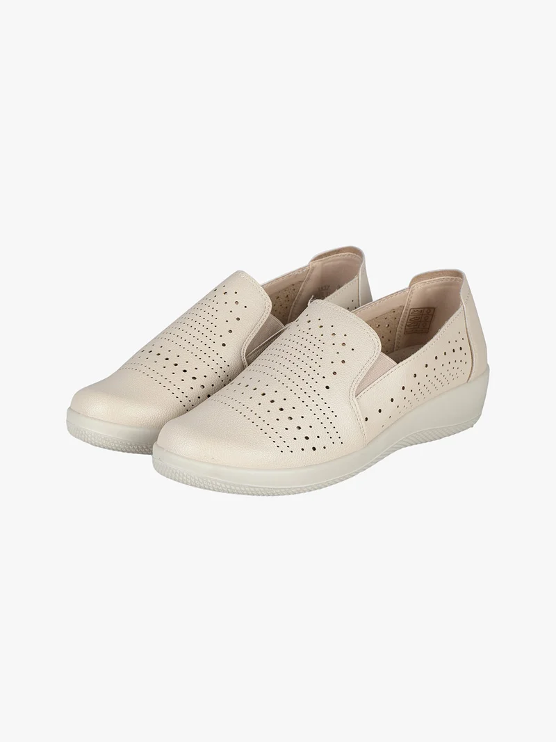 Mocassini donna comfort traforati - beige