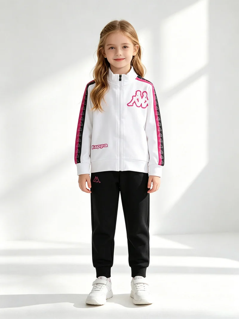 Completo tuta da ragazza 2 pezzi full zip in cotone - bianco