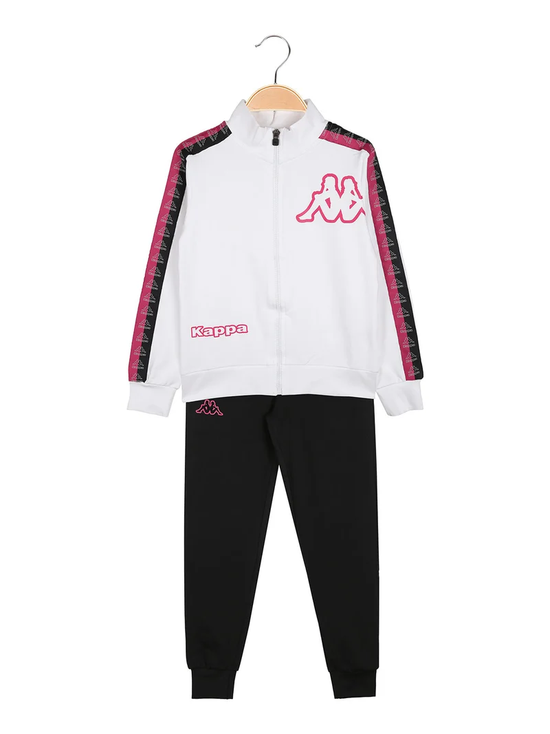 Completo tuta da ragazza 2 pezzi full zip in cotone - bianco