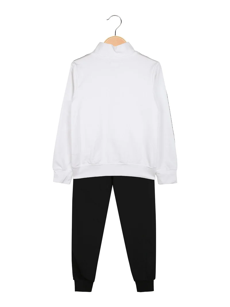 Completo tuta da ragazza 2 pezzi full zip in cotone - bianco