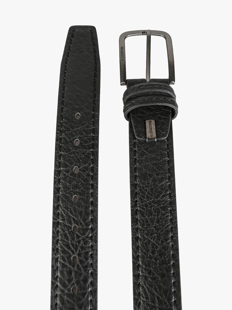 Cintura da uomo con fodera in pelle - nero