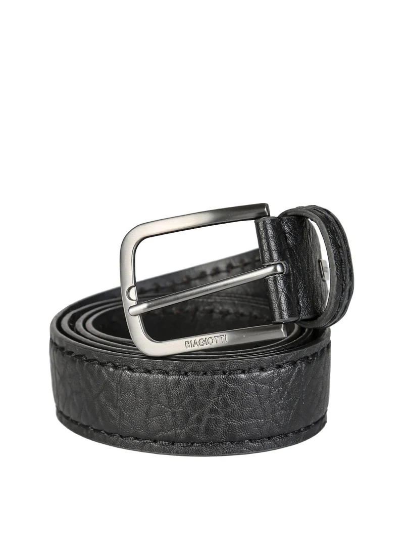 Cintura da uomo con fodera in pelle - nero
