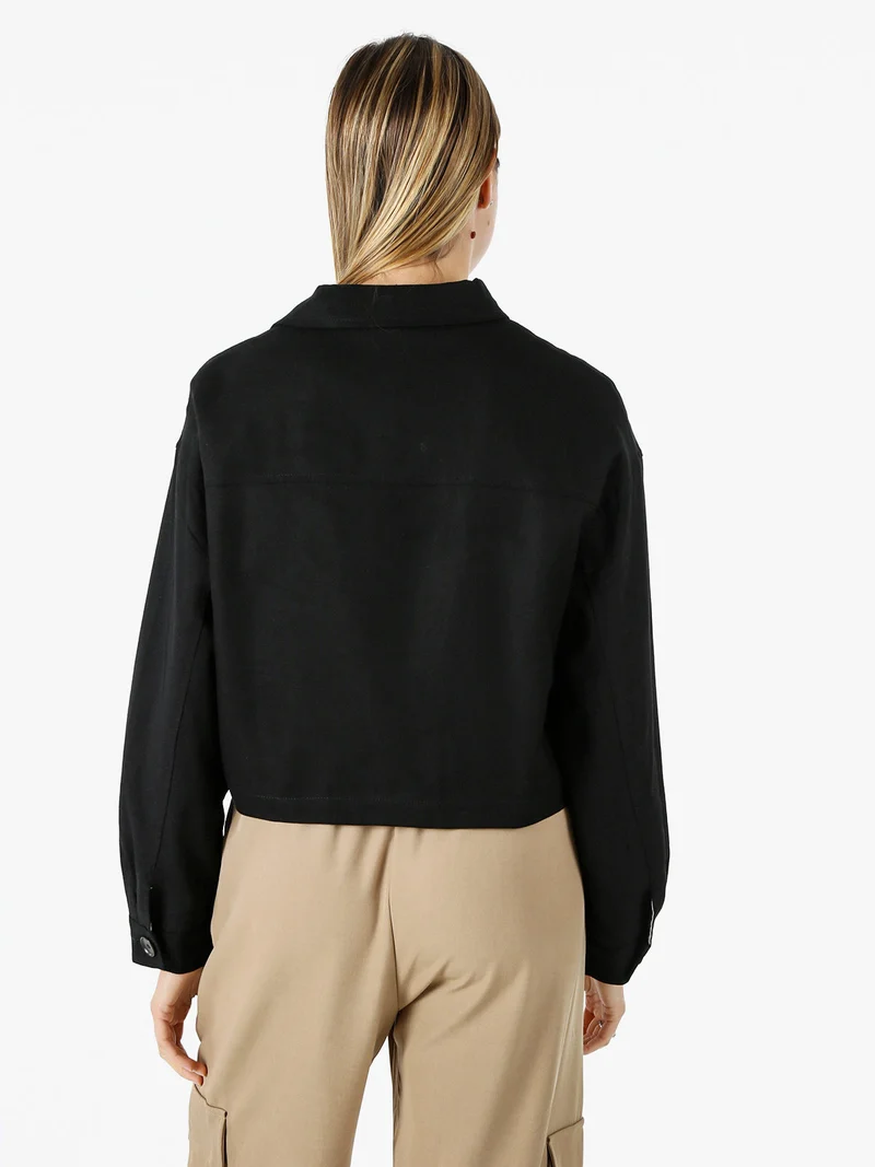 Giacca oversize da donna in misto cotone e lino - nero