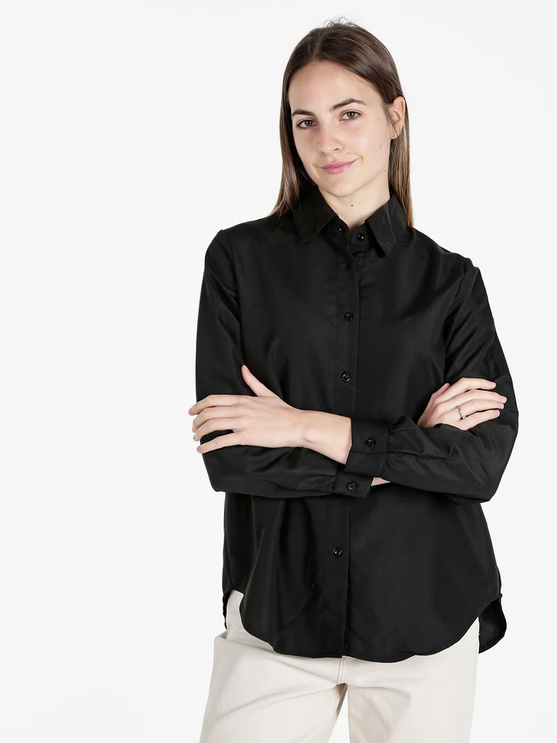 Camicia donna oversize tinta unita - nero